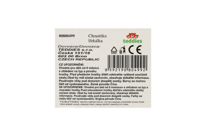 Chrastítko/Kousátko ovál plast/silikon 11 cm, 0 m+