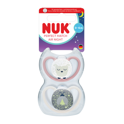 Dudlík Perfect Match Air Night 0-6 m 2 ks v boxu Nuk