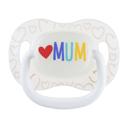 Dudlík svítící silikonový symetrický Love Mum & Dad 6 - 18 m, 2 ks Canpol babies