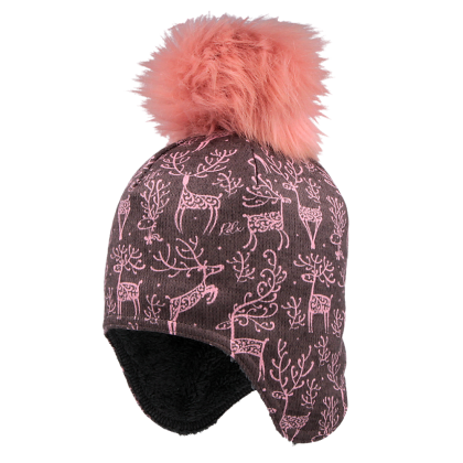Dívčí čepice na uši s bambulí Sobi RDX Růžová
