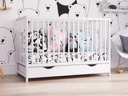 Petite&Mars Postýlka dřevěná s úložným prostorem Moony+ White