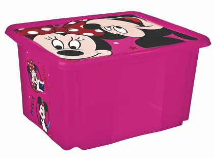 Úložný box s víkem "Minnie", Růžová 45 l