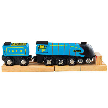 Dřevěná replika lokomotivy Mallard + 3 koleje Bigjigs Rail