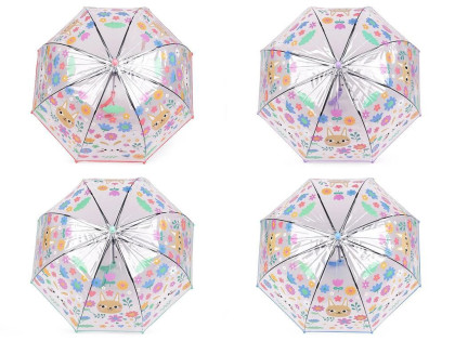 Dětský průhledný vystřelovací deštník Králíčci