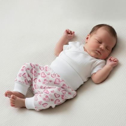 Kojenecké kalhoty - buggy mušelín Srdce Baby Service