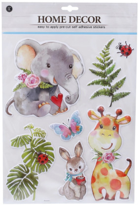 Nálepky na zeď 41,5x28 cm slon, žirafa, zajíc