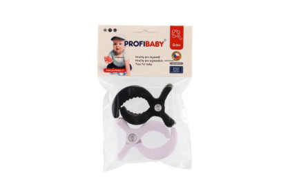 Klipy 2 ks plast 7,5x5 cm na kočárek černobílé