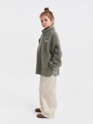 Fleecová bunda Theo Vetiver Green Leokid