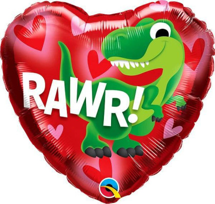Srdce - Dino rawr 18"/45 cm fóliový balónek