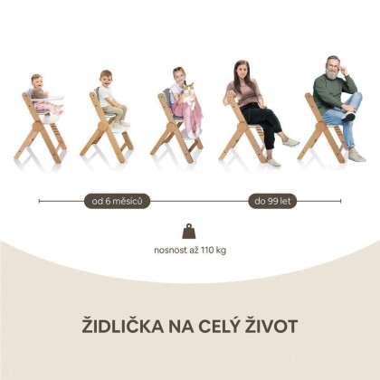 Dřevěná jídelní židlička Clipp & Clapp Zopa White - 2. JAKOST - VYBALENO