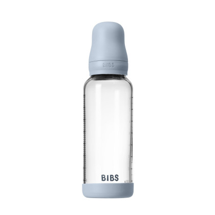 Antikoliková skleněná láhev s kaučukovým dudlíkem 240 ml Bibs
