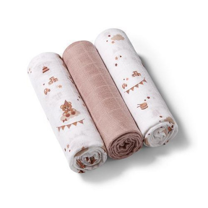 Mušelínové plenky Super Soft růžové 3 ks 70x70 cm BabyOno