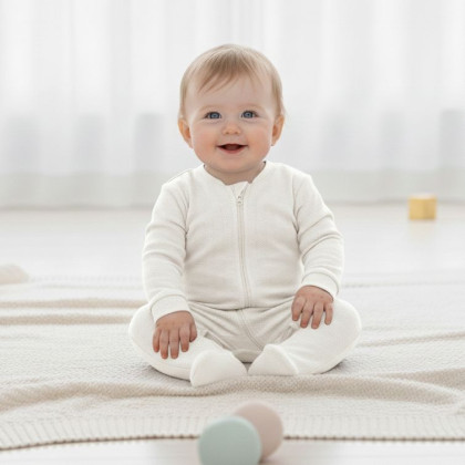 Kombinéza na zip obdélník bilá Česká výroba Babyservice