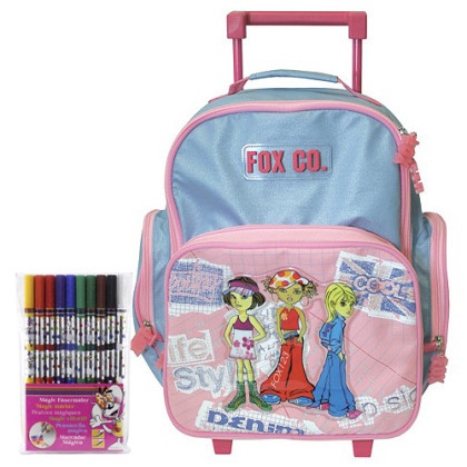 Školní batoh Cool trolley set - Fox Co. - modrorůžový