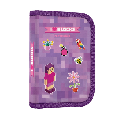 Penál 1 p. 2 chlopně, prázdný Playworld Girl