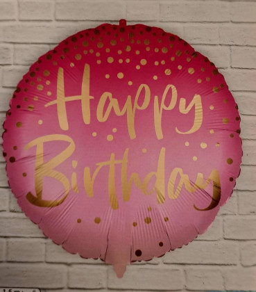 Kruh - Ombre zlaté HB - růžový 46 cm fóliový balónek + závaží