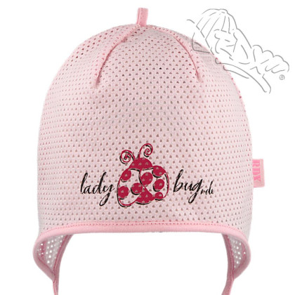 Dívčí kojenecká zavazovací čepice Beruška Růžová RDX