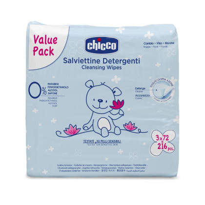 Dětské čisticí vlhčené ubrousky sensitive s lotosovou vodou, 0 % alkoholu Chicco