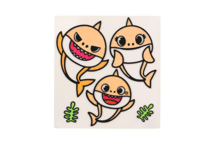 Okenní samolepky a omalovánky Baby Shark s barvami