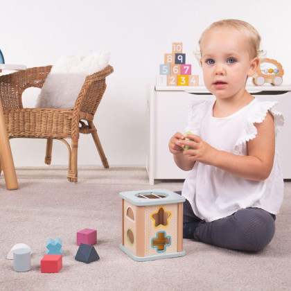 Motorická kostka modrá Bigjigs Toys