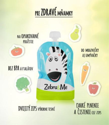 Kapsička na dětskou stravu pro opakované použití Zebra&Me 2 ks