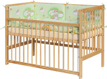 Dětská postýlka s kompletní výbavou 120 x 60 cm, mráček zelená Scarlett