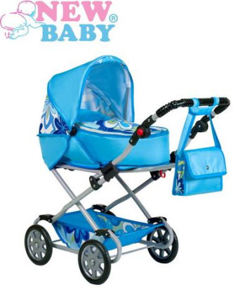 Dětský kočárek pro panenky 2v1 New Baby Monika modrý