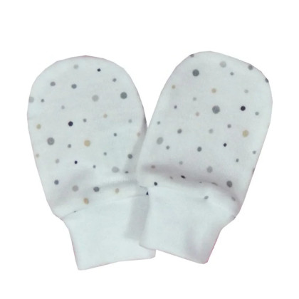 Rukavice bavlna potisk jemný puntík béžový 