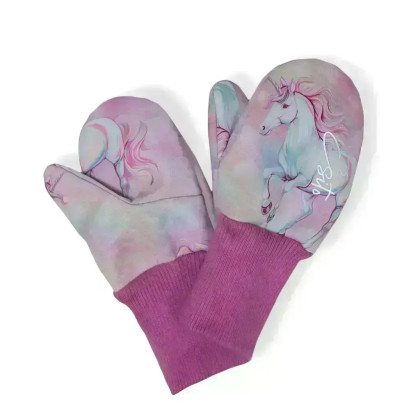 Palcové rukavice softshell Jednorožec růžové Esito