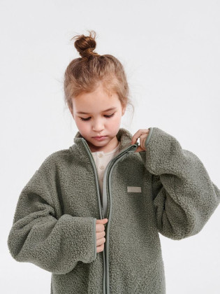 Fleecová bunda Theo Vetiver Green Leokid