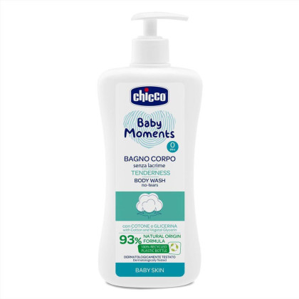 Šampon na tělo s dávkovačem Baby Moments Tenderness 93% přírodních složek 500 ml Chicco