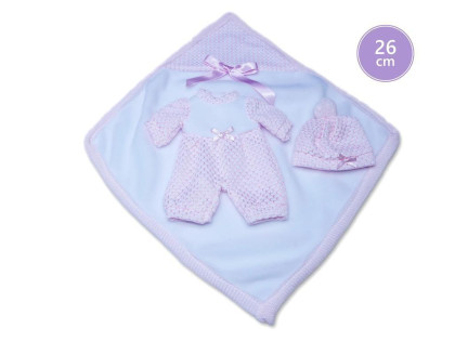 Obleček pro panenku miminko New Born velikosti 26 cm Llorens 2dílný růžovo-bilý