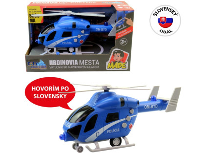 Policejní vrtulník SK na setrvačník, na baterie se světlem a zvukem, 20 cm