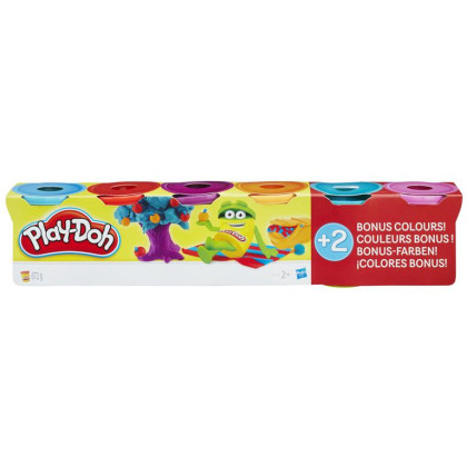 Play-Doh 4 kelímky + 2 bonus - zářivé barvy