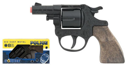 Policejní revolver kovový černý 8 ran