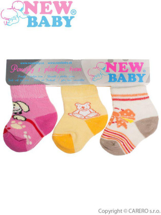 Kojenecké bavlněné ponožky New Baby barevné - 3ks vel. 62 (7-8)