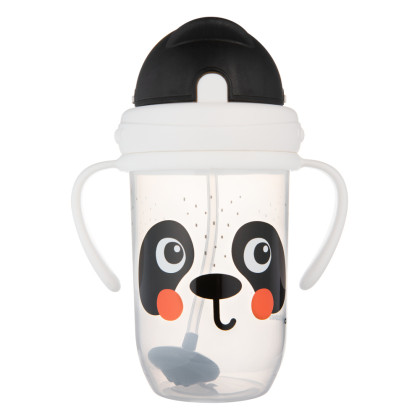 Hrneček nevylévací se slámkou a závažím BabiesBoo 270 ml panda Canpol babies