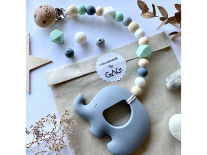 Kousátko na klipu silikonové Hryzátko slon