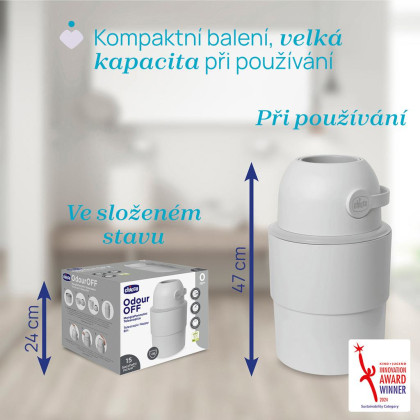 Koš na plenky teleskopický Odour Off na odstranění zápachu Chicco