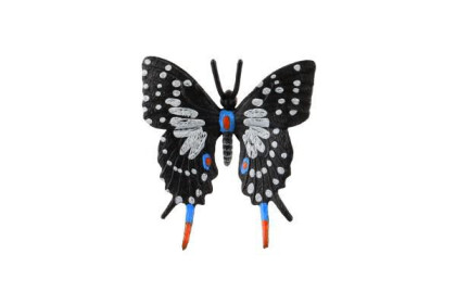 Motýl tropický Papilio/otakárek černo-šedivý zooted plast 6 cm