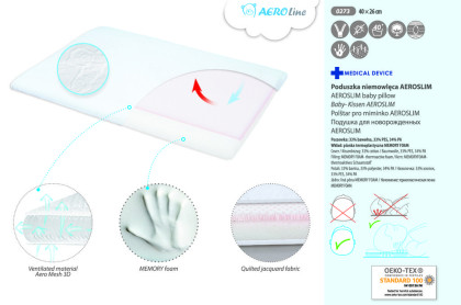 Polštář Aeroslim z pamětové pěny 36 x 26 cm BabyMatex