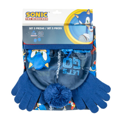 Sada čepice rukavice a nákrčník Sonic