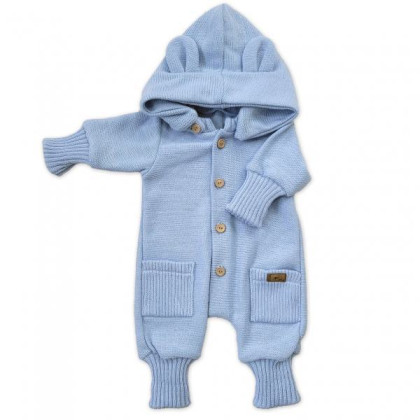 Dětský pletený overálek s odepínací kapucí Baby blue Kazum