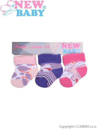 Kojenecké froté ponožky New Baby barevné - 3ks Vel. 62 (7-8)