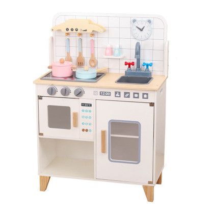 Dětská dřevěná kuchyňka s vybavením Montessori bílá Baby Mix