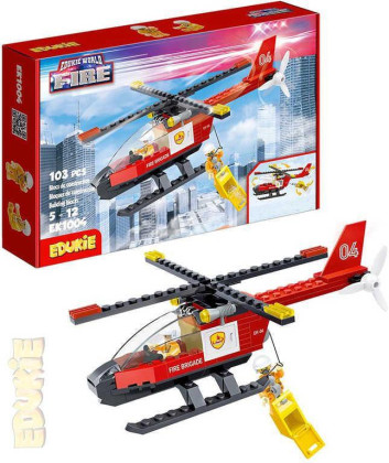 EDUKIE stavebnice hasičský vrtulník 103 ks + 2 figurky