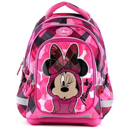 Školní batoh Minnie - Růžovo černé kostky