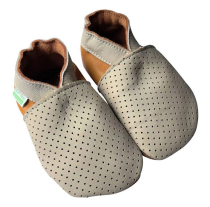 Kožené capáčky děrované Barefoot Vel. M (6-12 měs.) Hopi Hop