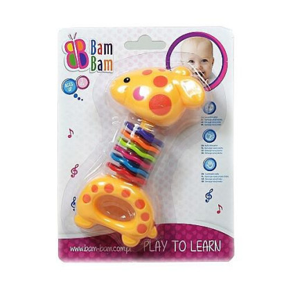 Chrastítko žirafka s barevnými kroužky 3m +