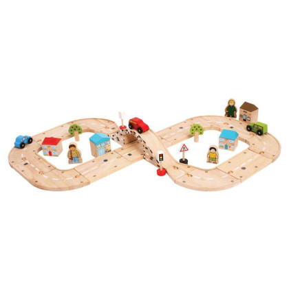 Dřevěná autodráha osmička Bigjigs Rail